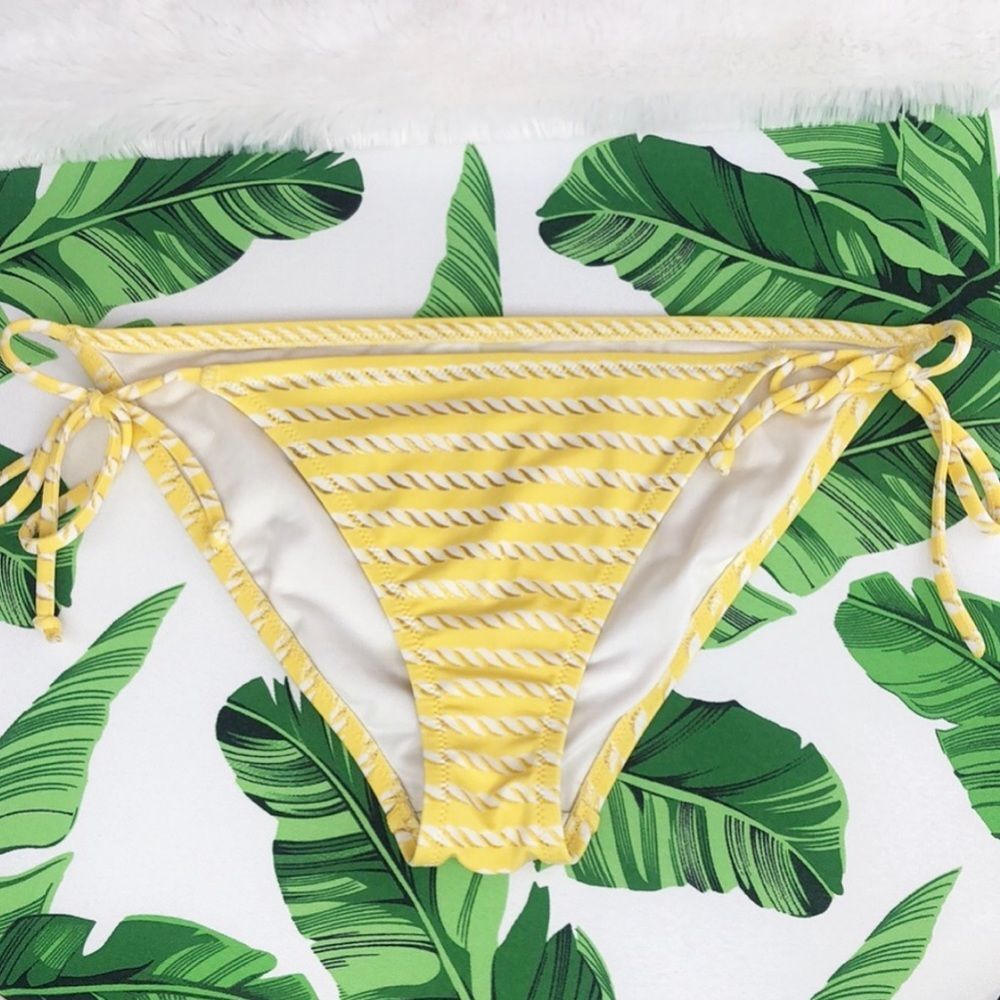 Victoria’s Secret Yellow Nautical Rope Side Tie Bikini Bottoms NWOT